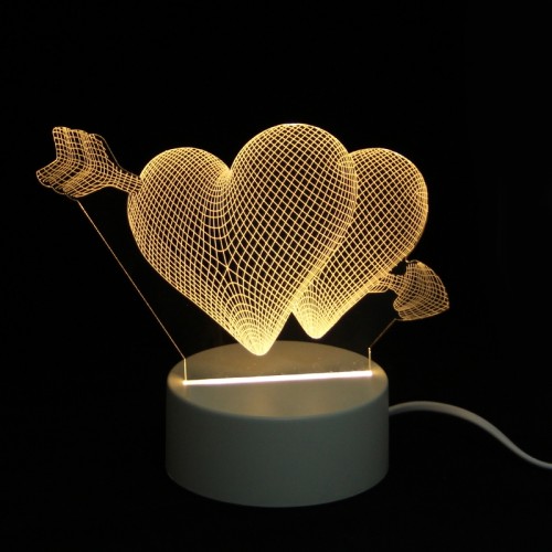 Επιτραπέζιο 3D Φωτιστικό LED σε Σχήμα Two Hearts and Arrow (Άσπρο) 