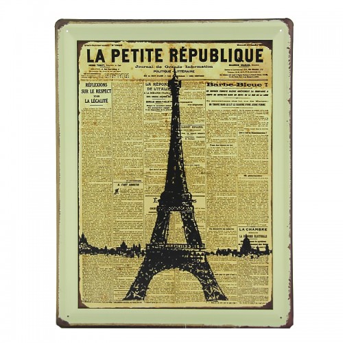 Μεταλλική Διακοσμητική Πινακίδα Τοίχου La Petite Eiffel 30X40