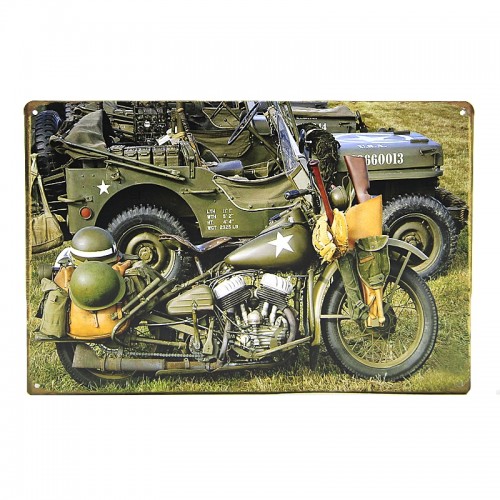 Μεταλλική Διακοσμητική Πινακίδα Τοίχου Army Motorcycle 20X30