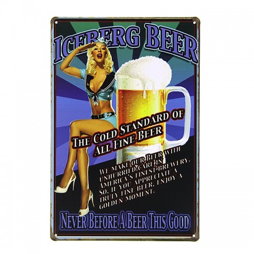 Μεταλλική Διακοσμητική Πινακίδα Τοίχου Iceberg Beer 20X30