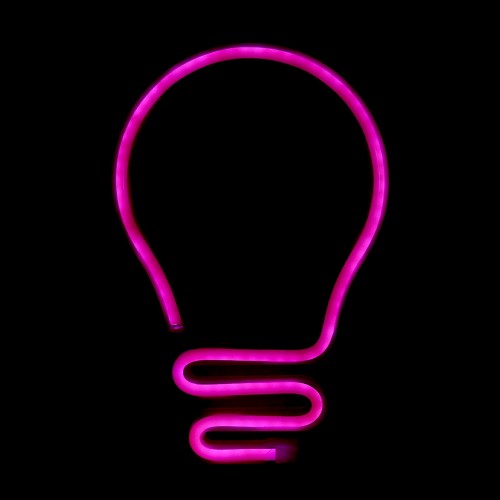 Επιτοίχιο Φωτιστικό Neon-LED σε Σχήμα Λάμπα (Ροζ)