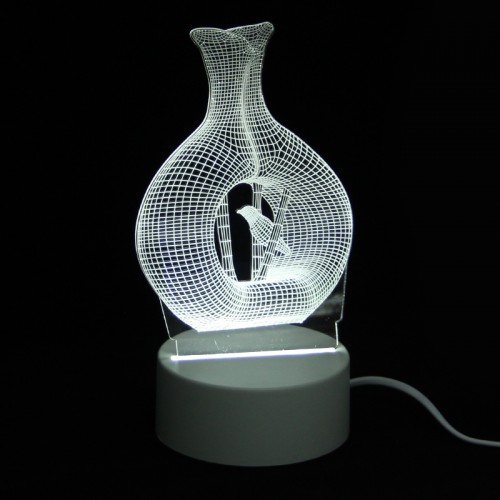 Επιτραπέζιο 3D Φωτιστικό LED σε Σχήμα Vase and Bird (Άσπρο)