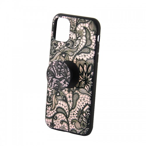 Θήκη με Popsocket Black Lace Flower Back Cover για Samsung Galaxy M20 (Design)