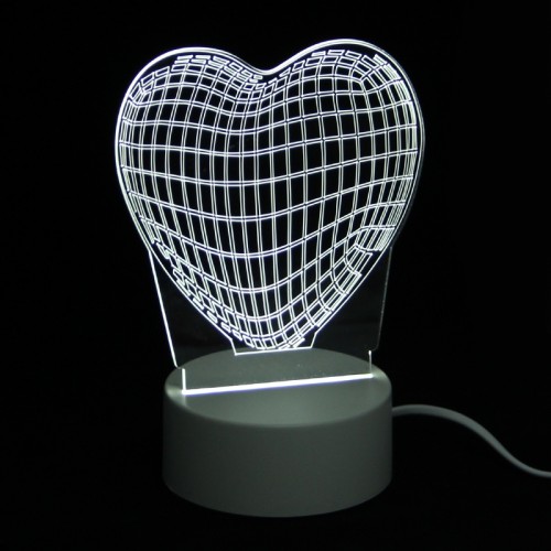 Επιτραπέζιο 3D Φωτιστικό LED σε Σχήμα Heart (Άσπρο) 