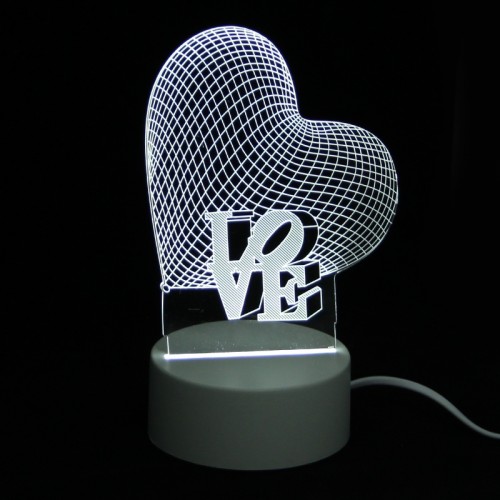Επιτραπέζιο 3D Φωτιστικό LED σε Σχήμα Big Heart Love (Άσπρο)