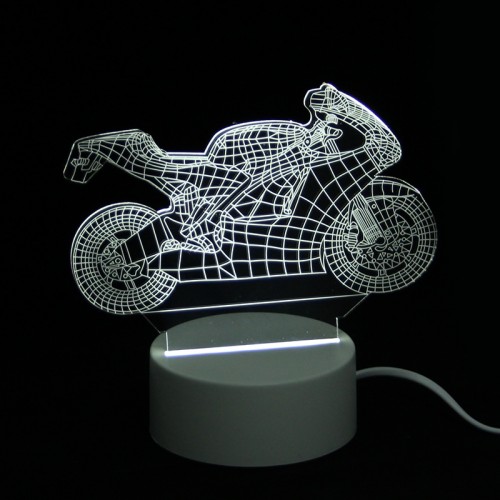 Επιτραπέζιο 3D Φωτιστικό LED σε Σχήμα Motorcycle (Άσπρο) 