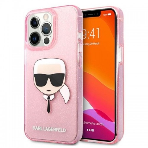 Θήκη Karl Lagerfeld Glitter Karl's Head Back Cover για iphone 13 /13 Pro (Pink)