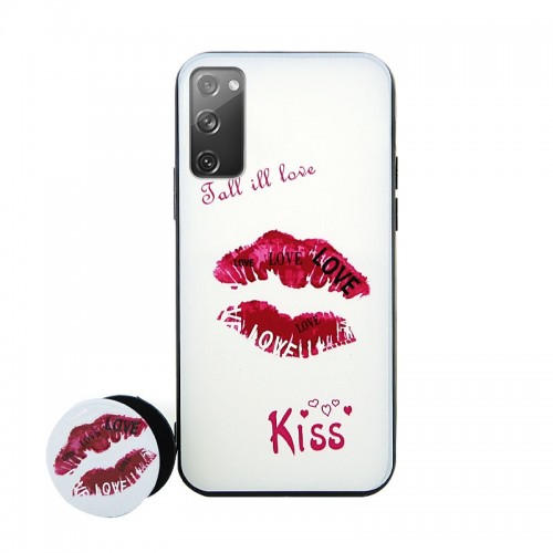 Θήκη 3D με Popsocket Lipstick Kiss Love Back Cover για Samsung Galaxy S20 FE (Design)