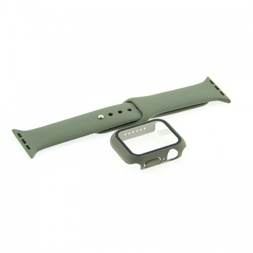 Θήκη Προστασίας με Tempered Glass & Λουράκι Σιλικόνης για Apple Watch 40mm (Casal Green)