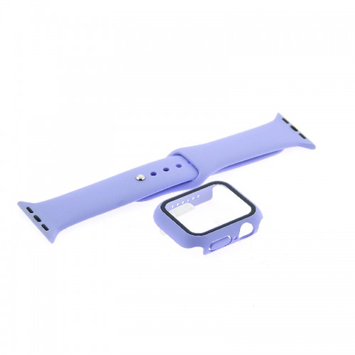 Θήκη Προστασίας με Tempered Glass & Λουράκι Σιλικόνης για Apple Watch 40mm (Μωβ)