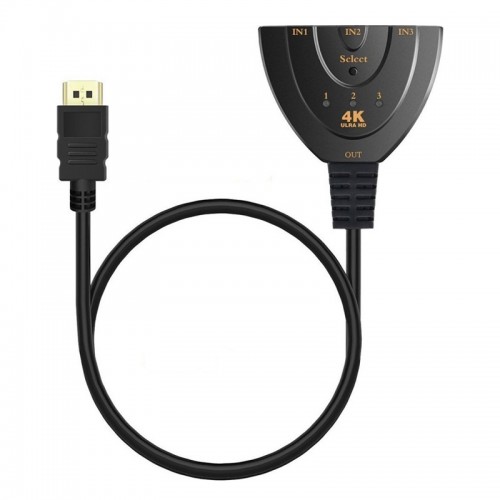Powertech HDMI Switch 3x1 pigtail, 4K x 2K & 3D, 0.50m CAB-H077 (Μαύρο)