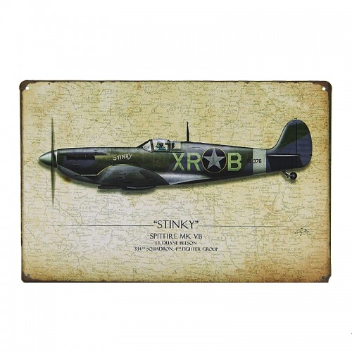 Μεταλλική Διακοσμητική Πινακίδα Τοίχου Stinky Spitfire 20X30