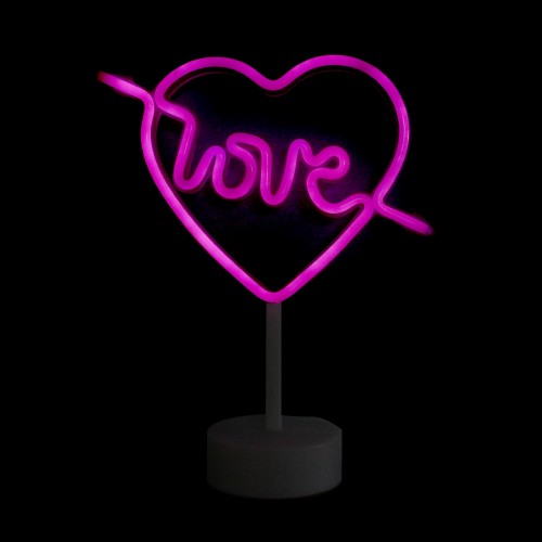 Επιτραπέζιο Φωτιστικό Neon-LED σε Σχήμα Καρδιά Love (Ροζ)