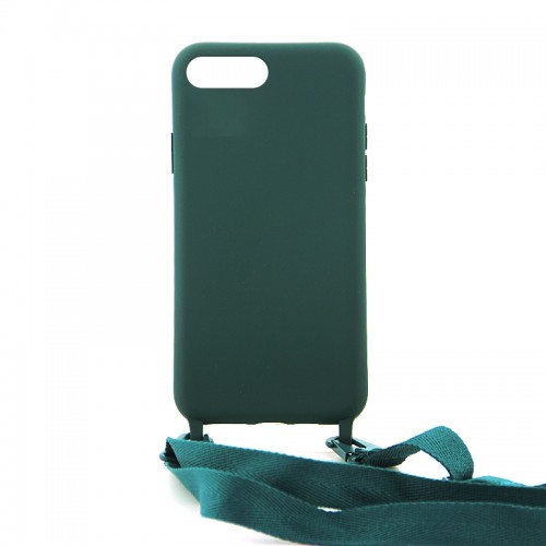 Θήκη OEM Σιλικόνης Matte Back Cover με Λουράκι για iPhone 7/8 (Casal Green)