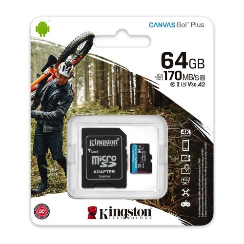 Kingston Canvas Go! Plus microSDXC Class 10 64GB + Adapter (Μαύρο)