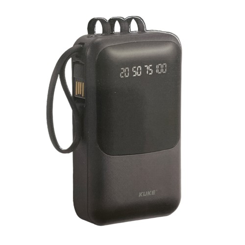 PowerBank KUKE K202 10000mAh με Kαλώδιo USB σε Lightning, Type-C & Micro (Μαύρο)