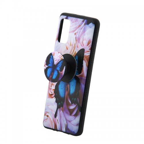 Θήκη με Popsocket Blue Butterfly in Roses Back Cover για Xiaomi Redmi 9 (Design) 