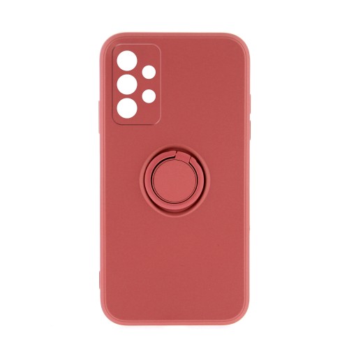 Θήκη Silicone Ring Back Cover με Προστασία Κάμερας για Samsung Galaxy A52 / A52 5G (Dark Pink)