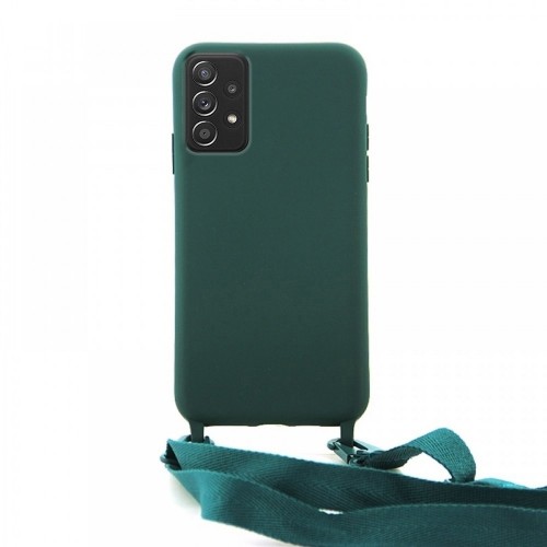 Θήκη OEM Σιλικόνης Matte Back Cover με Λουράκι για Samsung Galaxy A52 / A52 5G (Casal Green)