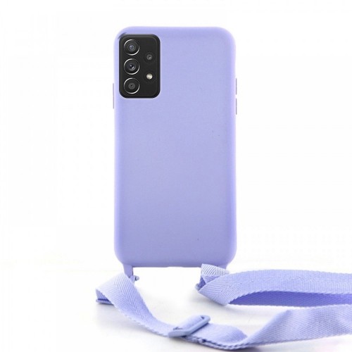 Θήκη OEM Σιλικόνης Matte Back Cover με Λουράκι για Samsung Galaxy A52 / A52 5G (Lilac Purple) 