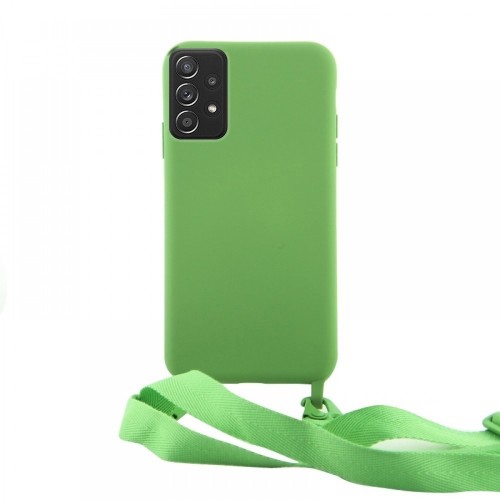 Θήκη OEM Σιλικόνης Matte Back Cover με Λουράκι για Samsung Galaxy A52 / A52 5G (Pale Green)
