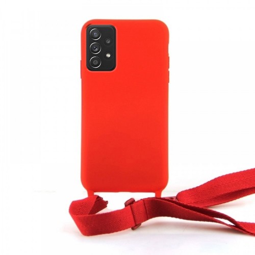 Θήκη OEM Σιλικόνης Matte Back Cover με Λουράκι για Samsung Galaxy A52 / A52 5G (Red)