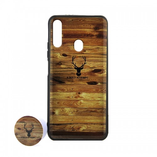 Θήκη με Popsocket A BOLD ATTEMPT Wood Back Cover για Samsung Galaxy A20s (Design)