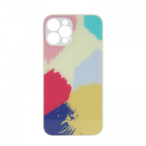 Θήκη Glass Abstract Colors Back Cover για iPhone 12 (Άσπρο)