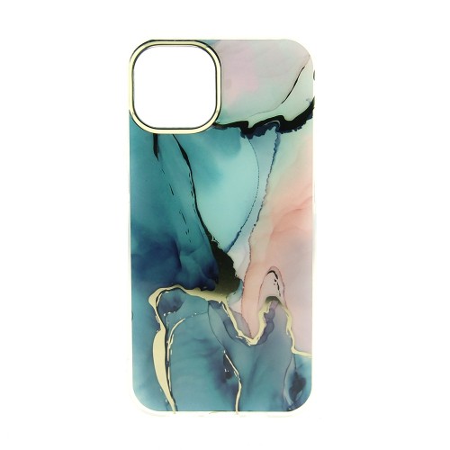Θήκη Abstract Gold Marble Back Cover για iPhone 14 (Dark Blue) 