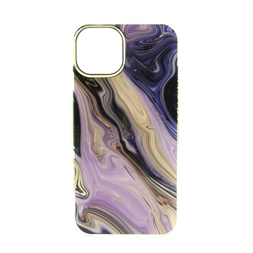 Θήκη Abstract Gold Marble Back Cover για iPhone 14 (Purple) 
