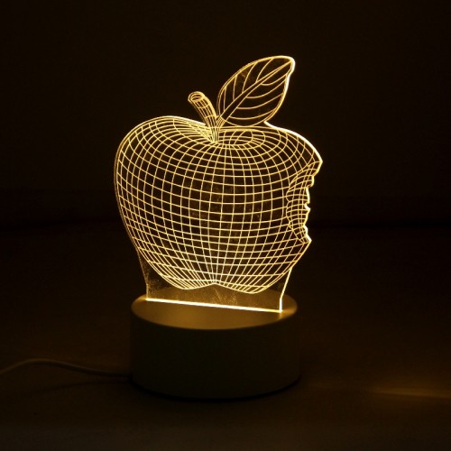 Επιτραπέζιο 3D Φωτιστικό LED σε Σχήμα Apple (Άσπρο) 
