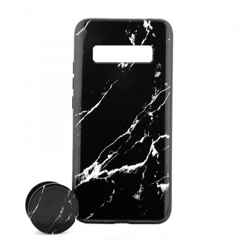 Θήκη με Popsocket Black Marble Back Cover για Samsung Galaxy S10 Plus (Design)