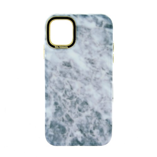 Θήκη Gold Accent Marble Back Cover Σιλικόνης για iPhone 11 (Blue)