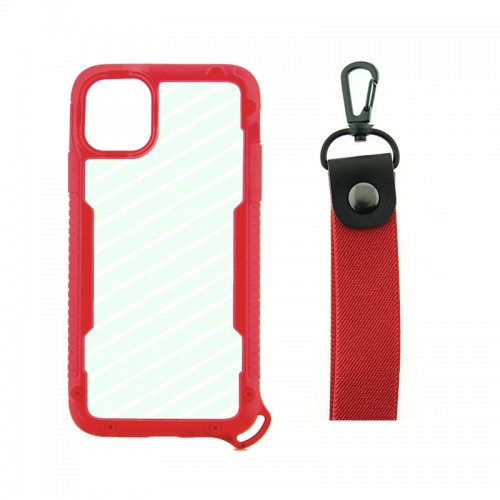 Θήκη OEM Bumper Back Cover με Λουράκι Χειρός για iPhone 12 Pro Max (Κόκκινο)
