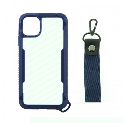Θήκη OEM Bumper Back Cover με Λουράκι Χειρός για iPhone 11 Pro Max (Μπλε)
