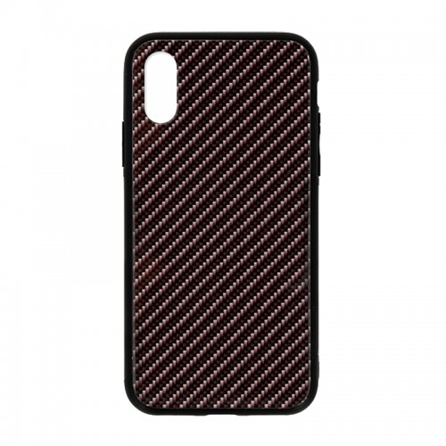 Θήκη Carbon Glass Case Back Cover για iPhone X/XS (Σκούρο Γκρι) 