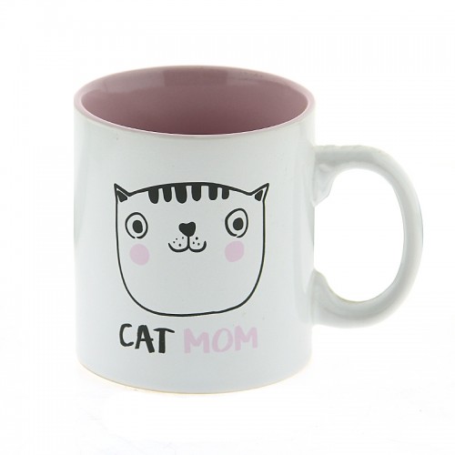Κούπα Cat Mom 340ml (Άσπρο-Ροζ)