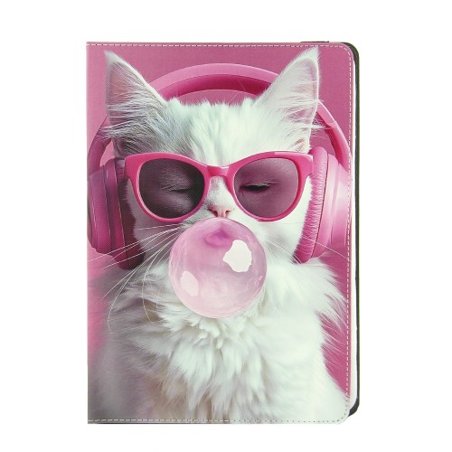 Θήκη Tablet Headphones Cat Flip Cover για Universal 10