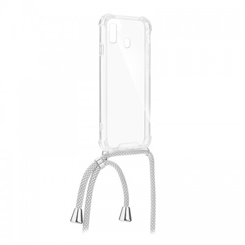 Θήκη OEM Σιλικόνης Cord Back Cover με Λουράκι για Samsung Galaxy A40 (Άσπρο-Γκρι)