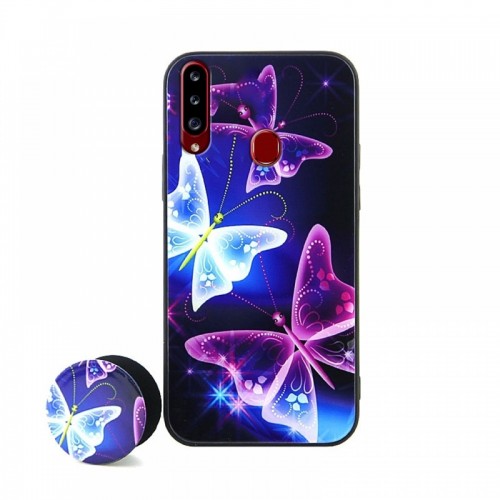 Θήκη με Popsocket Crystal Butterflies Back Cover για Samsung Galaxy A20s (Design)