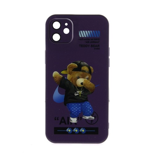 Θήκη Silicone & Glass Dark Purple Back Cover με Προστασία Κάμερας για iPhone 11 (Design)