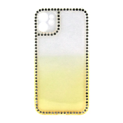 Θήκη Σιλικόνης Diamond Back Cover με Προστασία Κάμερας για iPhone 13 Pro Max (Διαφανές Ανοιχτό Πορτοκαλί)