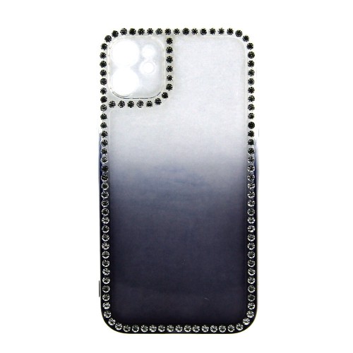 Θήκη Σιλικόνης Diamond Back Cover με Προστασία Κάμερας για iPhone 14 Pro (Διαφανές-Μαύρο)