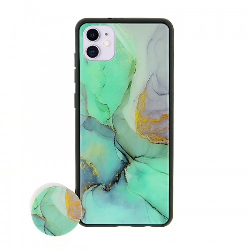 Θήκη με Popsocket Emerald Marble Back Cover για iPhone 11 (Design) 