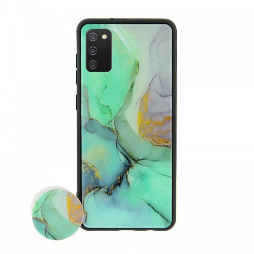 Θήκη με Popsocket Emerald Marble Back Cover για Samsung Galaxy A02S (Design)