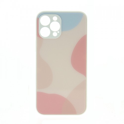 Θήκη Glass Floating Colors Back Cover για iPhone 12 Pro Max (Άσπρο-Ροζ)