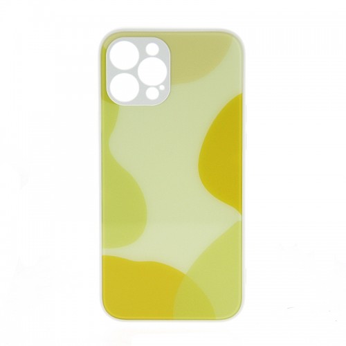 Θήκη Glass Floating Colors Back Cover για iPhone 12 Pro Max (Κίτρινο-Άσπρο)