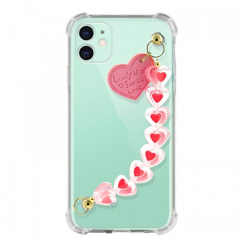 Θήκη Σιλικόνης Heart Chain Back Cover για iPhone 11 (Φουξ)