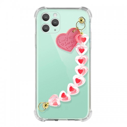Θήκη Σιλικόνης Heart Chain Back Cover για iPhone 11 Pro (Φουξ) 