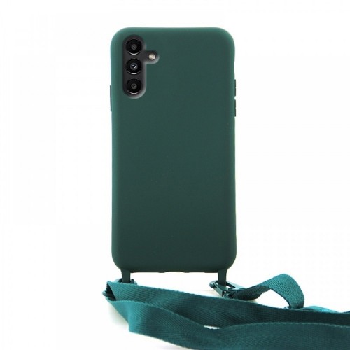 Θήκη OEM Σιλικόνης Matte Back Cover με Λουράκι για Samsung Galaxy A13 4G (Casal Green) 